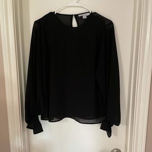 Ruffle Sleeve Black Top